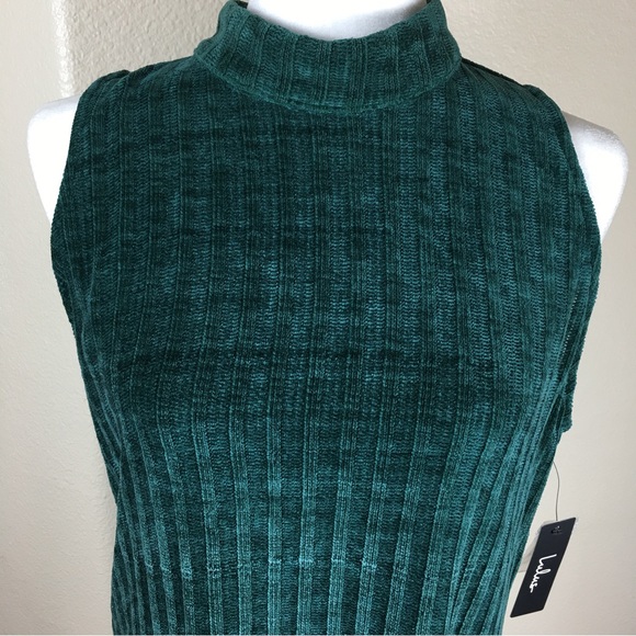 Lulu's NWT Green Sleeveless Velvet Maxi High Neck Open Back Dress XL - Picture 4 of 10